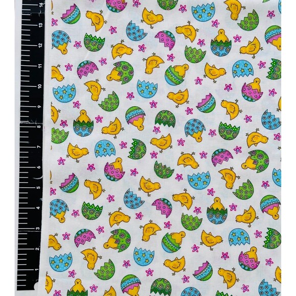 Easter Cotton Fabric with Chicks & Easter Eggs BYHY. - Picture 3 of 3